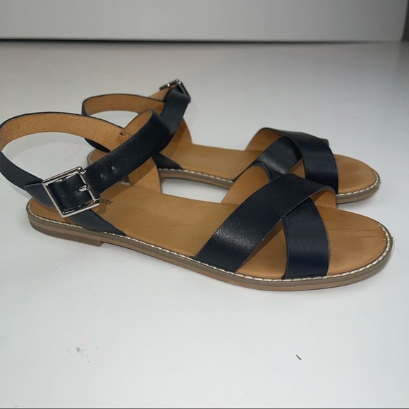 Tucker & Tate Nordstrom Black Faux Leather Ankle Strap Sandals - Picture 3 of 13